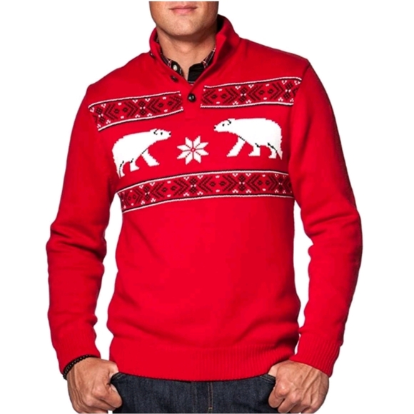 Chaps Other - Chaps Red White Polar Bear Holiday Knit Mock Neck Sweater Size XXL